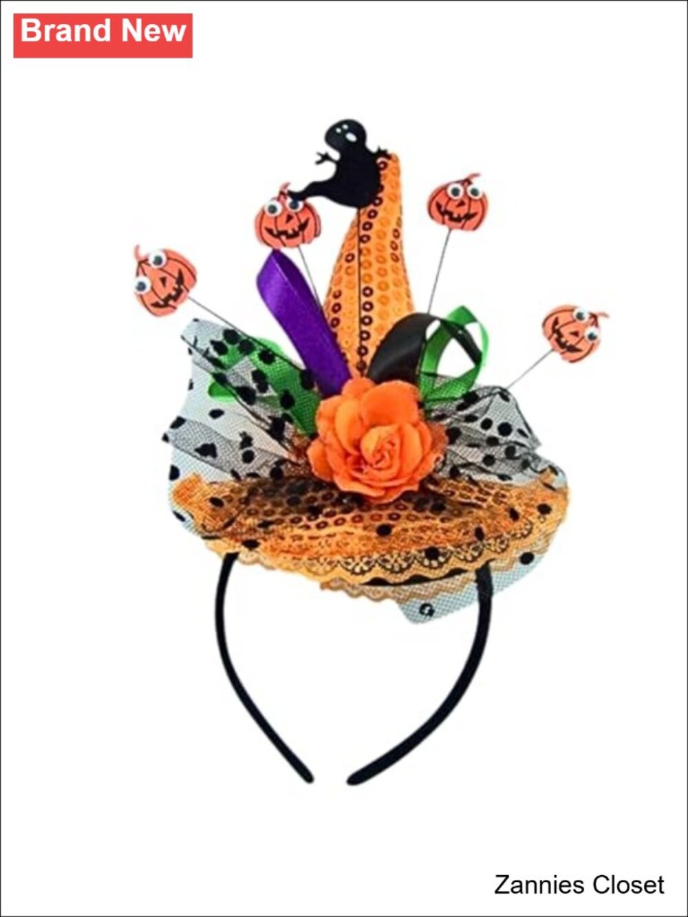 👻 Needzo Witch Hat Headband Fabric Tulle Ribbon Halloween Costume Accessory